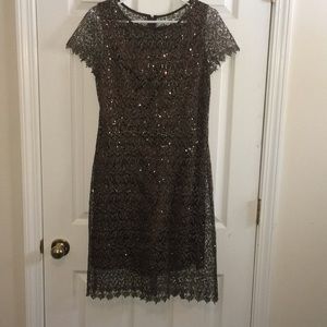 Marina 10 brown lace and sequin dress